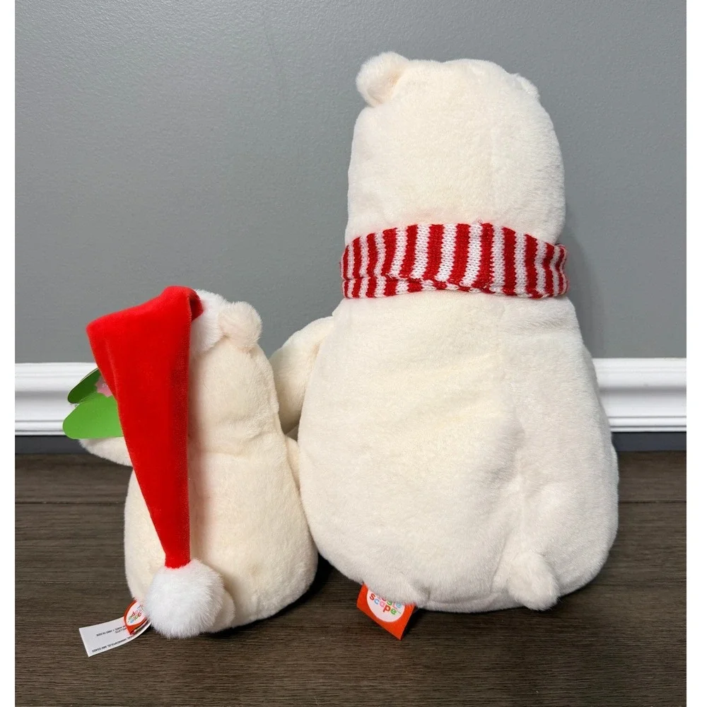 Giggle Scape Polar Bear Plush Set Christmas Santa Hat Scarf White Stuffed Animal